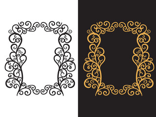 Frame vertical with a hand drawn pattern of curls. Vector illustration isolated on background.