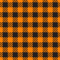 Vector Seamless pattern. Cell background orange color fashion cloth in a cage. Abstract checkered backdrop on dark.