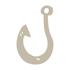 flat color illustration cartoon fish hook