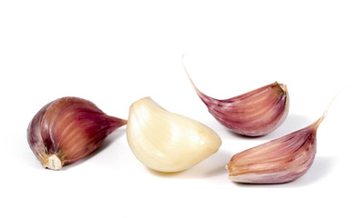 Garlic vegetable closeup isolated on white background