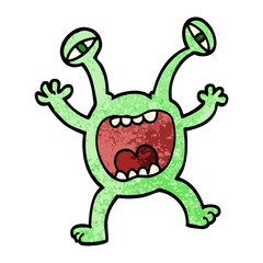 grunge textured illustration cartoon monster