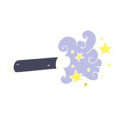 flat color illustration cartoon magician wand