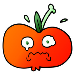 vector gradient illustration cartoon of a sad apple