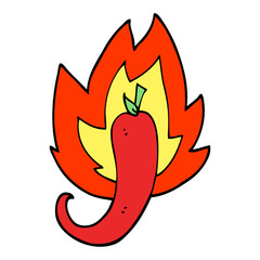 hand drawn doodle style cartoon red hot chili