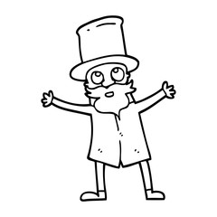 black and white cartoon victorian man