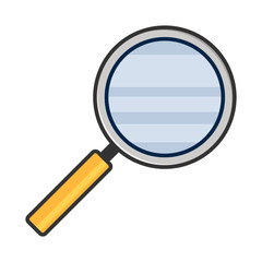 Simple, flat, cartoon magnifying glass icon. Isolated on white