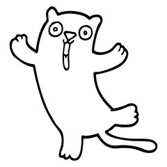 black and white cartoon happy cat