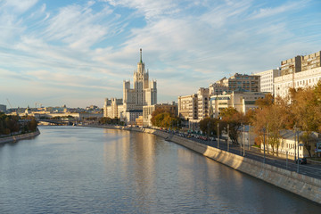Fototapeta na wymiar Autumn cityscape of Moscow at the sunny day