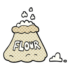 comic book style cartoon bag of flour
