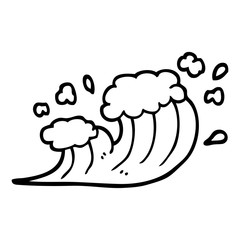 black and white cartoon wave crashing