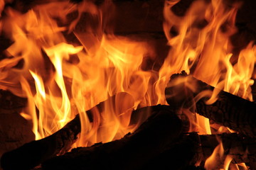 fire in fireplace