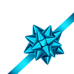 Blue decorative  ribbon and bow for corner of page decor.