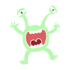 flat color illustration cartoon monster