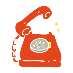flat color illustration cartoon telephone ringing