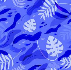 Tropical leaves seamless pattern.