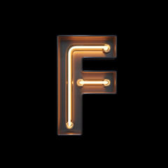 Neon Light Alphabet F with clipping path. 3D illustration