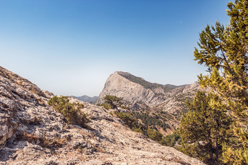 Fototapeta na wymiar Russia, Crimea, pike perch, view of the mountains