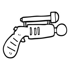 black and white cartoon ray gun