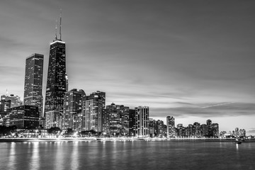 Obraz premium Czarno-białe Chicago Skyline