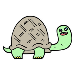 hand drawn doodle style cartoon happy turtle