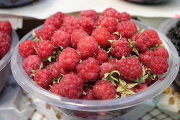 Red reaspberries closeup