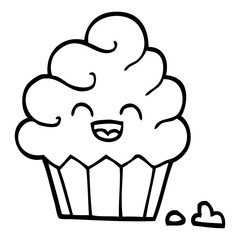 black and white cartoon cupcake