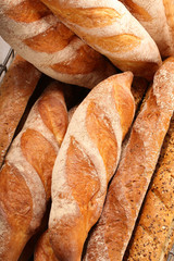 French baguette in metal basket