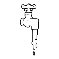 black and white cartoon dripping faucet