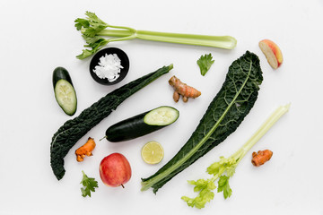 fresh vegetables on white background