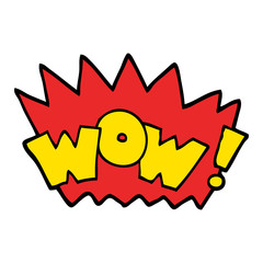 hand drawn doodle style cartoon word wow