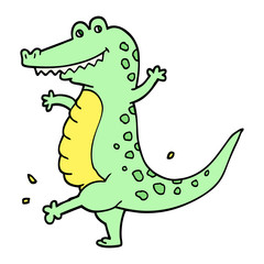 Fototapeta premium hand drawn doodle style cartoon dancing crocodile
