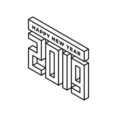 Happy new year 2019 isometric text design - vector illustration