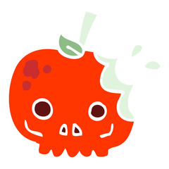 flat color illustration cartoon red poison apple