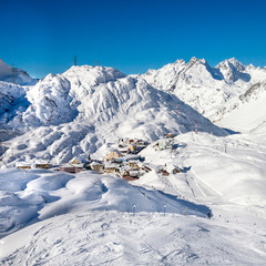Landscape of Austrian ski village  St. Christoph.