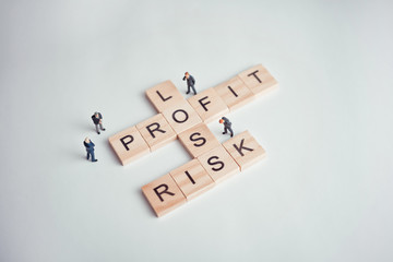 Risk, Profit and Loss Crossword Puzzle. Business concept