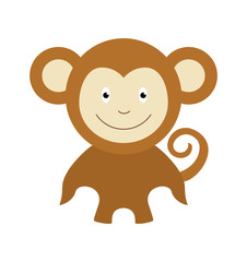 Monkey cartoon design flat illustration smile to us