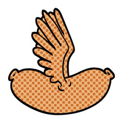 comic book style cartoon flying sausage
