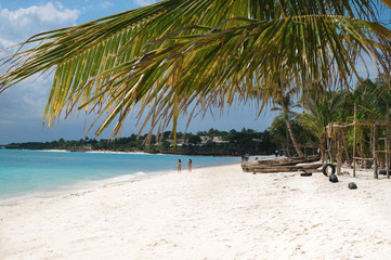 Fototapeta na wymiar Impromptu gym on a beautiful sunny Kendwa beach Zanzibar Tanzania