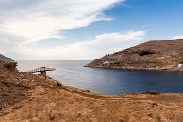 The area of Megalo Livadi and remains of mines. Serifos island, Greece