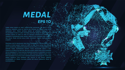 Medal of particles. Award from circles and points.