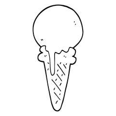 black and white cartoon ice cream cone