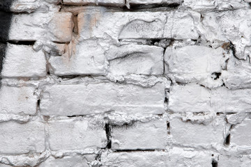 Old white brick wall background or texture.