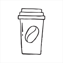 Handdrawn coffee glass container doodle icon