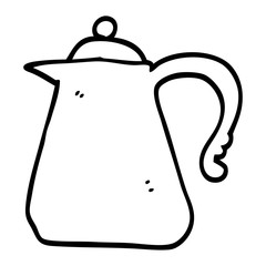 black and white cartoon kettle