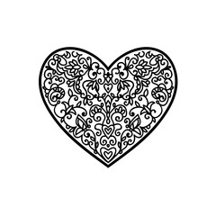 black heart drawn on white background