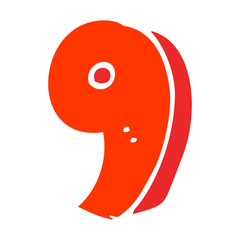 Obraz premium flat color illustration cartoon number nine