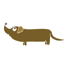 flat color illustration cartoon dachshund