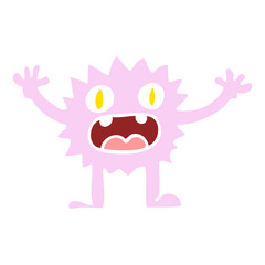 flat color illustration cartoon funny furry monster