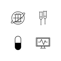 medical simple outlined icons set