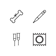 medical simple outlined icons set